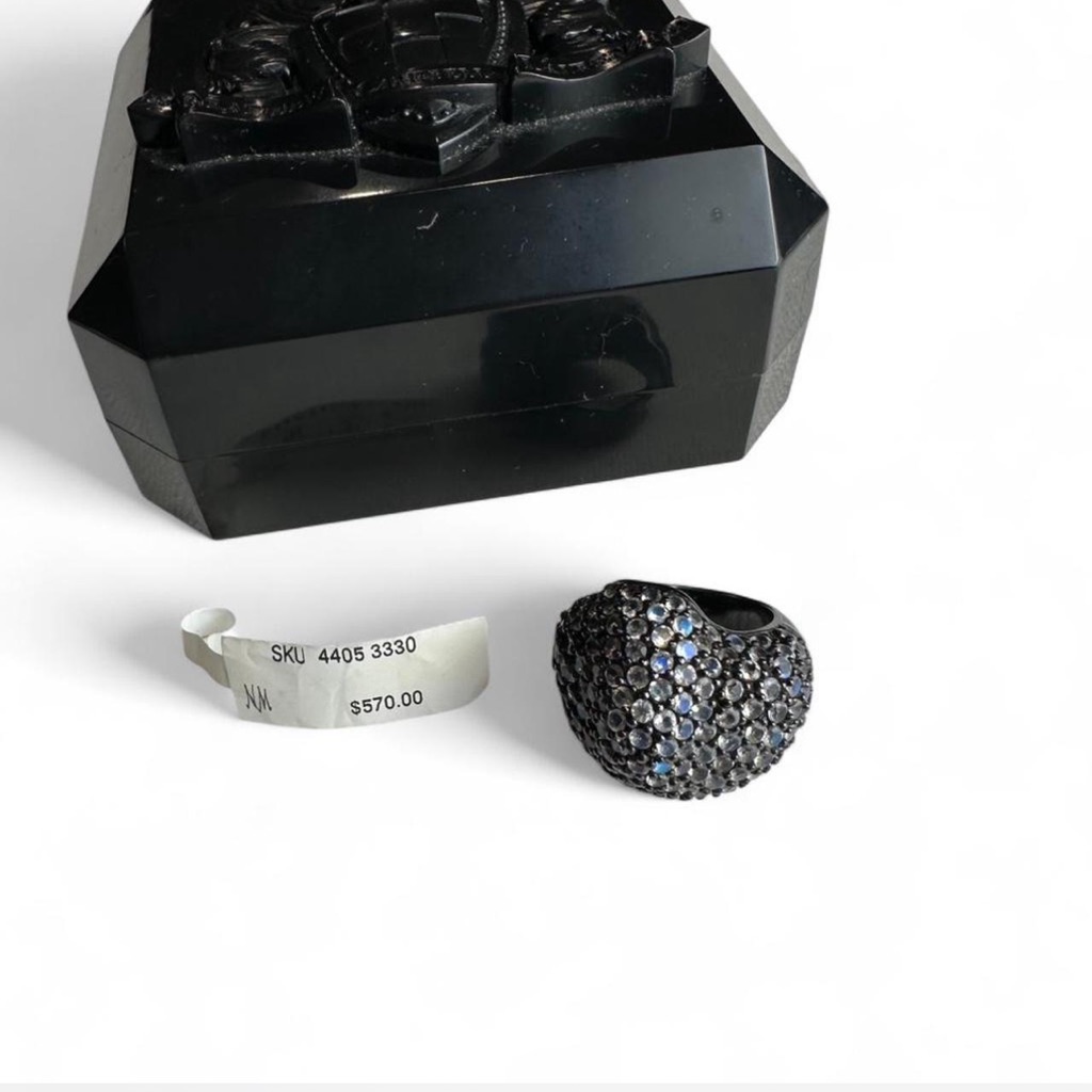 Black And Silver Crystal Ring